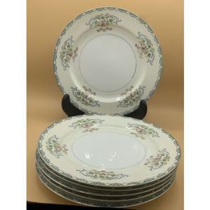 Mikado China 1938 Green Traditional 10" Dinner Plates set Of 6, Made in Japan